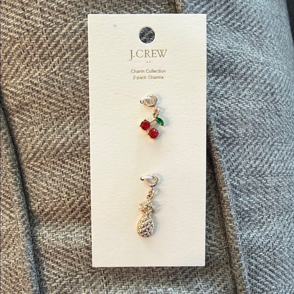 J. Crew gold 2 pack charms, Pineapple and Red cherries charms .